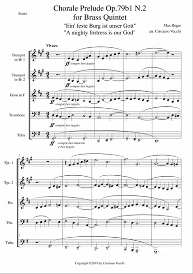 Chorale Prelude Op.79b1 N.2 for Brass Quintet