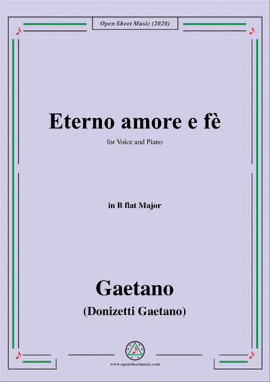 Donizetti-Eterno amore e fè,in B flat Major,for Voice and Piano