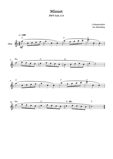 Minuet - Bach for Oboe solo