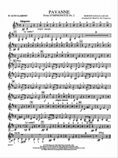 Pavanne (from Symphonette No. 2): E-flat Alto Clarinet