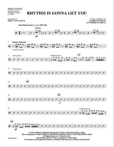 Rhythm Is Gonna Get You: 1st Percussion