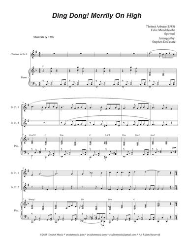 Ding Dong! Merrily On High (Duet for Bb-Clarinet)