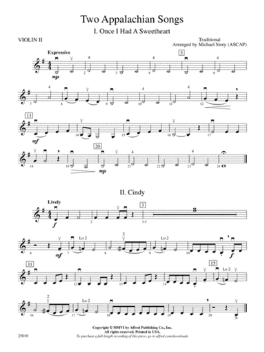 Two Appalachian Songs: 2nd Violin