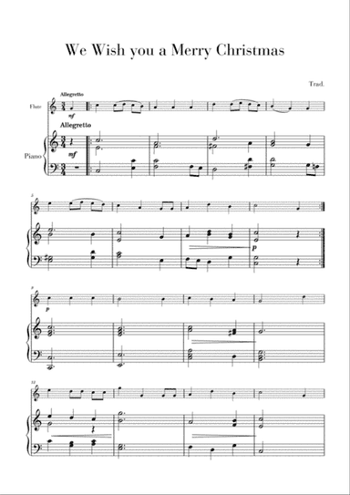 We Wish you a Merry Christmas for Flute and Piano