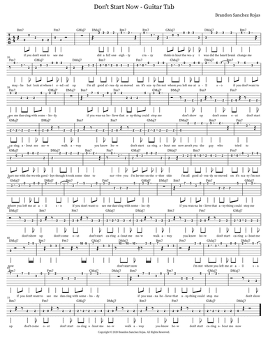 Don't Start Now - Guitar Tab