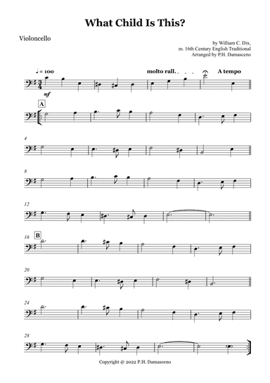 What Child Is This? - Cello Solo
