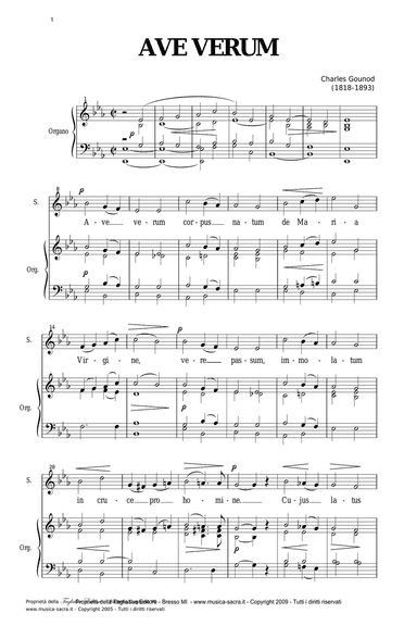 AVE VERUM - C. Gounod - Soprano (or any instrument in C) and Organo