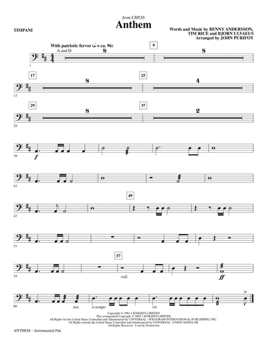 Anthem (from Chess) - Timpani