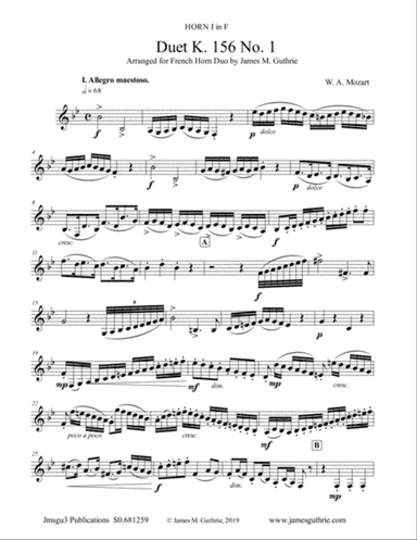 Mozart: Duet K. 156 No. 1 for French Horn Duo