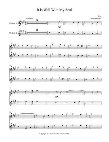 It Is Well With My Soul (Eb instrument duet, parts only)