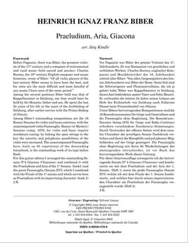 Praeludium, Aria, Giacona