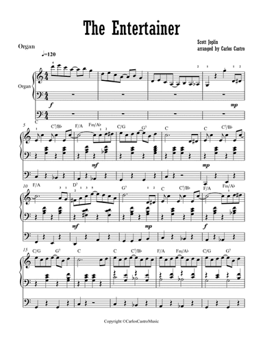 THE ENTERTAINER easy ORGAN VERSION