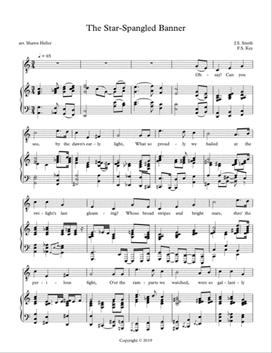 The Star-Spangled Banner for High Voice & Piano (in C)