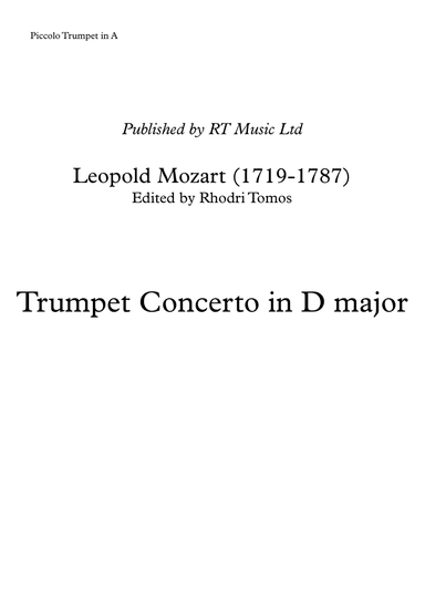 Leopold Mozart - Trumpet Concerto in D major - solo parts