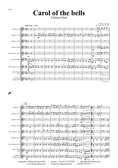 Still Still Still - Christmas song - Clarinet Choir - Ab