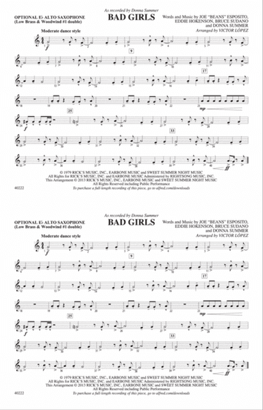 Bad Girls: Optional Alto Sax