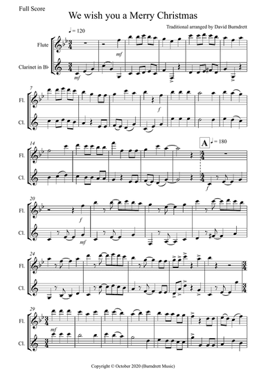 We wish you a Merry Christmas for Flute and Clarinet