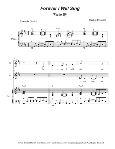 Forever I Will Sing (Psalm 89) (2-part choir - (SA)
