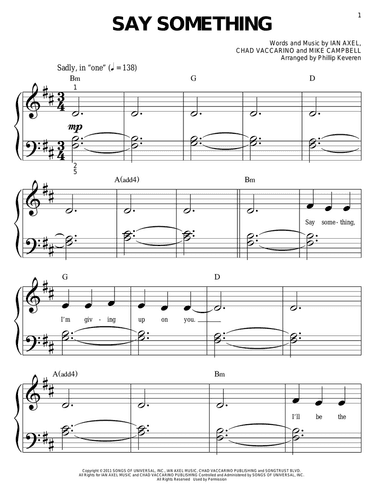 Say Something (arr. Phillip Keveren)