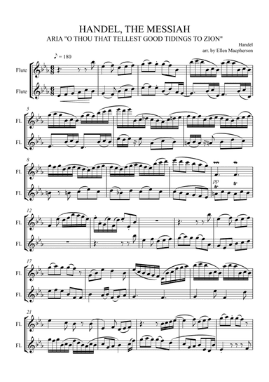 Handel Messiah, Aria, "O Thou that Tellest Good Tidings To Zion" for Flute Duet