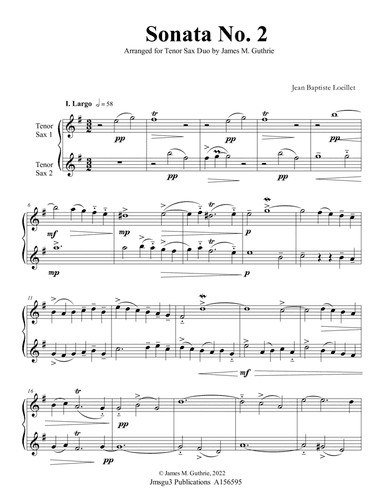 Loeillet: Sonata No. 2 for Tenor Sax Duo