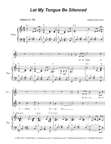 Let My Tongue Be Silenced (Unison choir - High Key)