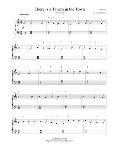 There is a Tavern in the Town - for easy piano