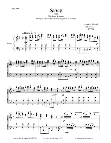 Vivaldi: The Four Seasons Complete for Baritone Sax & Piano