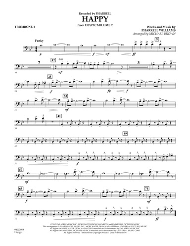 Happy (from Despicable Me 2) (arr. Michael Brown) - Trombone 1