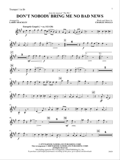 Don't Nobody Bring Me No Bad News (from the musical The Wiz): 1st B-flat Trumpet