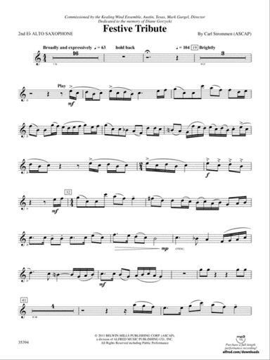 Festive Tribute: 2nd E-flat Alto Saxophone