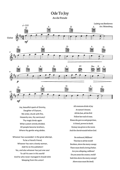 Beethoven - Ode To Joy for Guitar