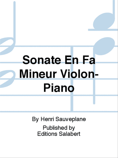 Sonate En Fa Mineur Violon-Piano