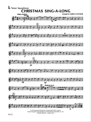 Christmas Sing-a-Long (for Band with Audience Participation): B-flat Tenor Saxophone