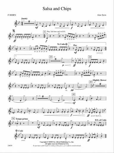 Salsa and Chips: 1st F Horn