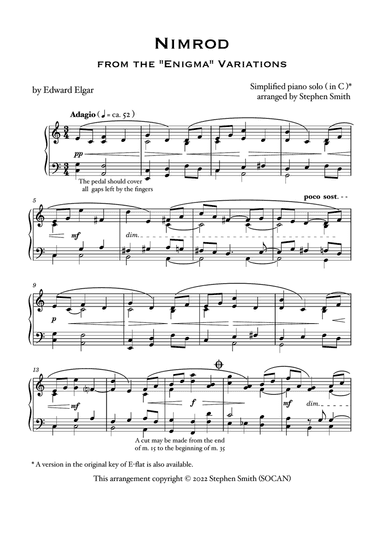 Nimrod (easy piano version in C)