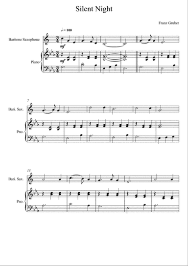 Franz Gruber - Silent Night Eb Key (Baritone Saxophone Solo)