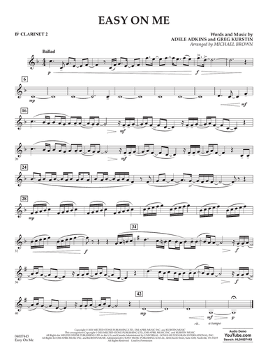 Easy on Me (arr. Michael Brown) - Bb Clarinet 2