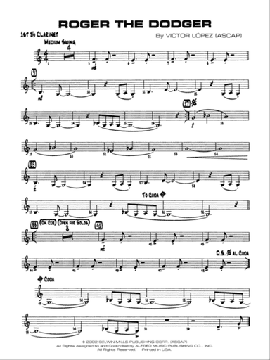 Roger the Dodger: 1st B-flat Clarinet