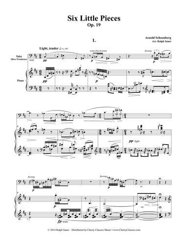 Six Little Pieces, op. 19 for Tuba or Bass Trombone & Piano