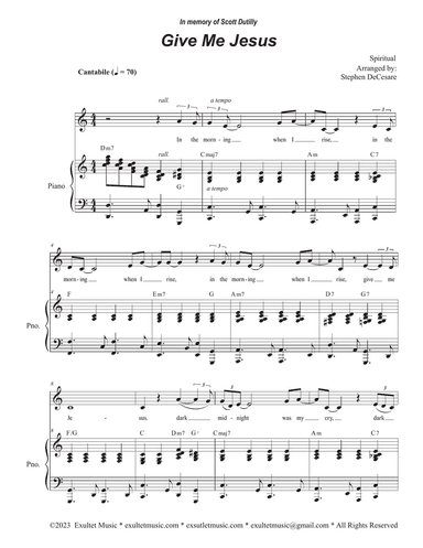 Give Me Jesus (Unison choir - High Key)