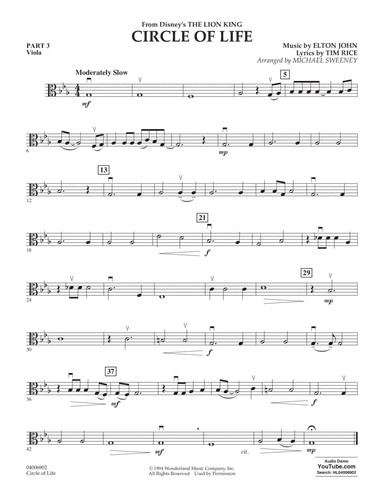 Circle of Life (from The Lion King) (arr. Michael Sweeney) - Pt.3 - Viola