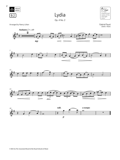 Lydia, Op. 4 No. 2 (Grade 3 List B2 from the ABRSM Clarinet syllabus from 2022)