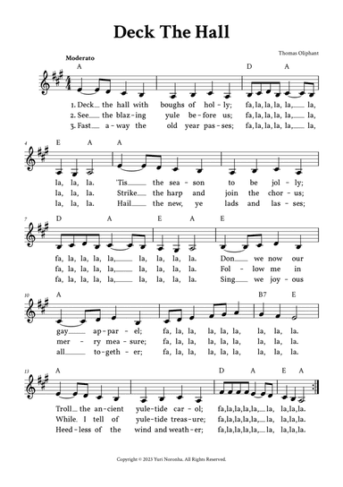 Deck The Hall - Lead Sheet (A Major)