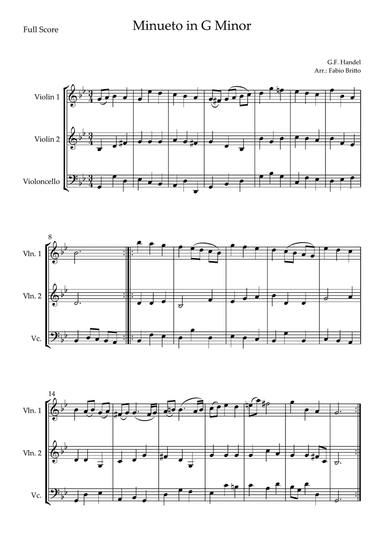 Minueto in G Minor (G.F. Handel) for String Trio
