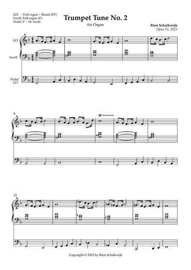Trumpet Tune nr. 2 (For organ), Opus 15