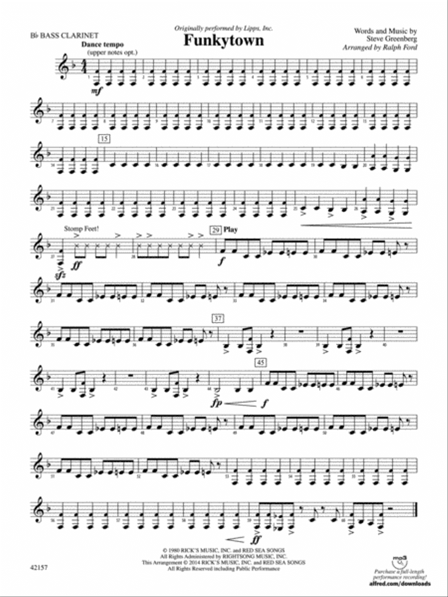 Funkytown: B-flat Bass Clarinet