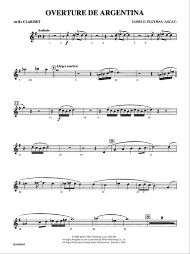 Overture de Argentina: 1st B-flat Clarinet