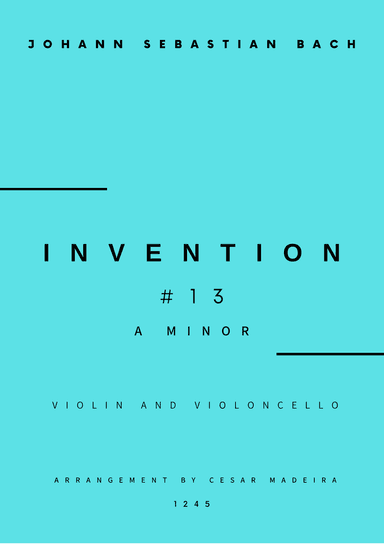 Invention No.13 in A Minor - Violin and Cello (Full Score and Parts)