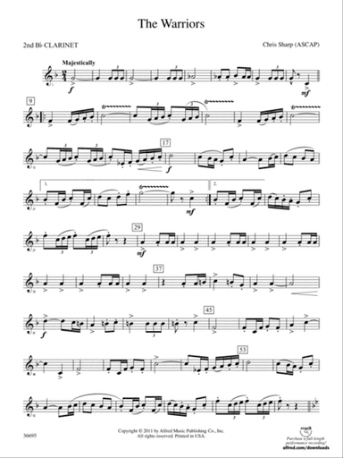 The Warriors: 2nd B-flat Clarinet